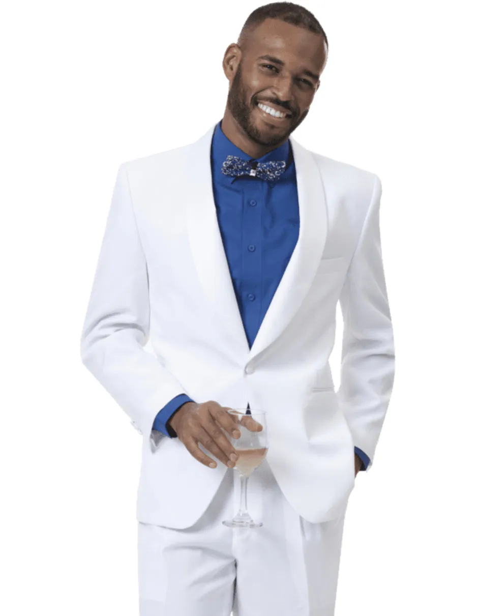 Mens Classic Microfiber Shawl Tuxedo in White