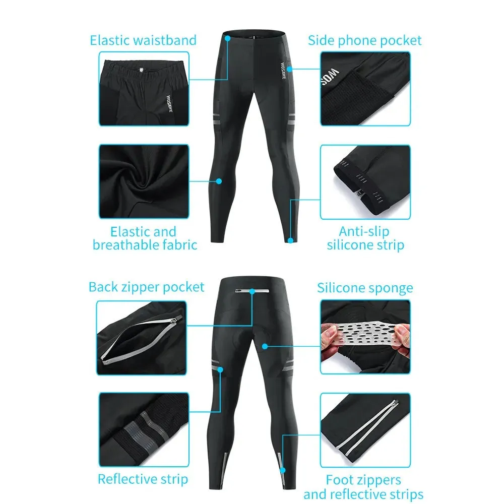 Men's Cycling Pants Quick-drying Stretch Breathable MTB Bicycle Tights Silicone Cushioned Outdoor Road Bike Long Pants