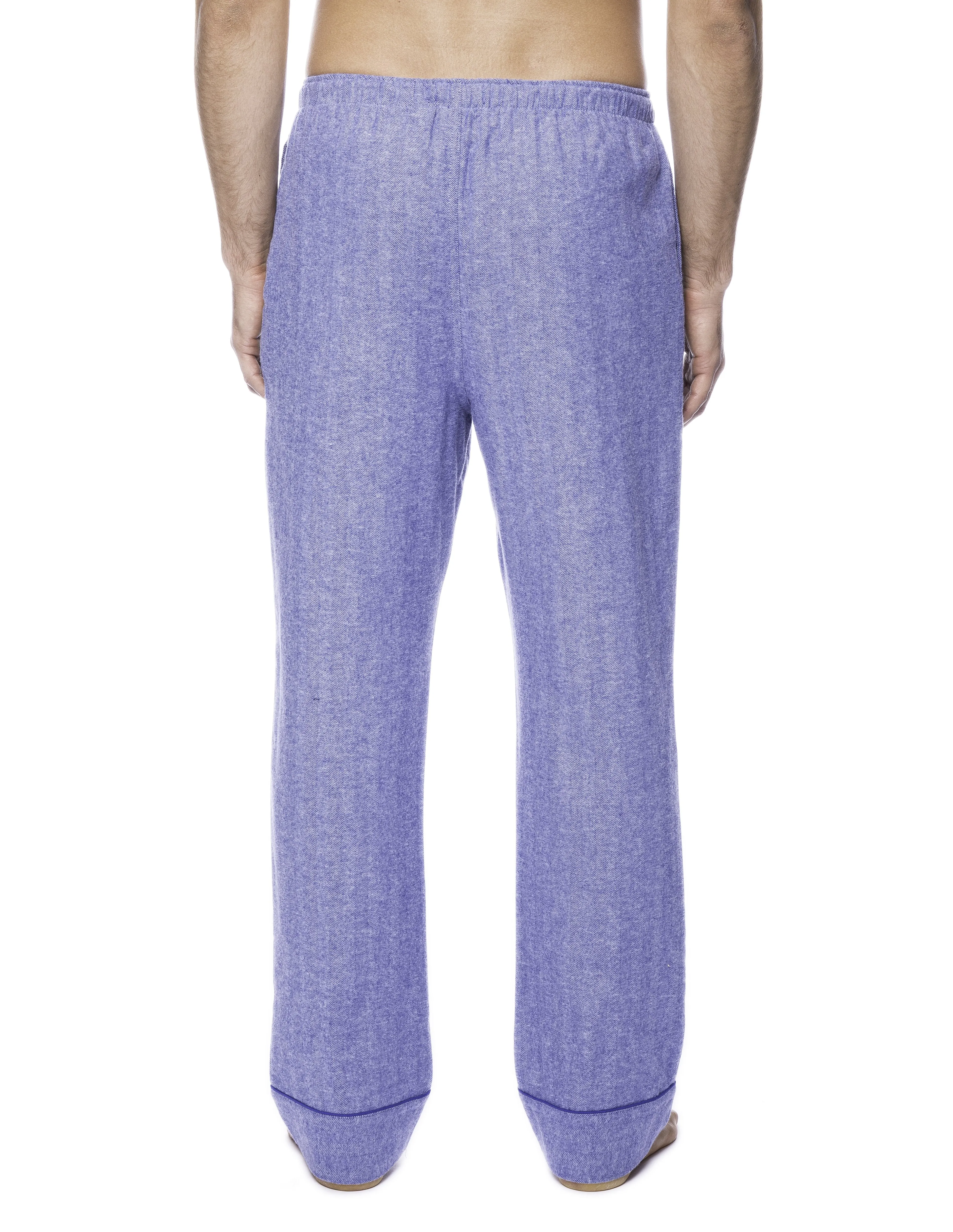 Mens Gingham 100% Cotton Flannel Lounge Pants - Herringbone Blue