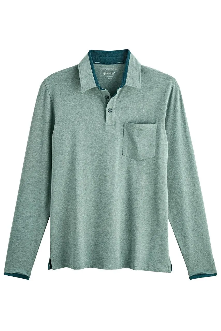 Men's Merrit Long Sleeve Pocket Polo  |  Aspen Green Heather