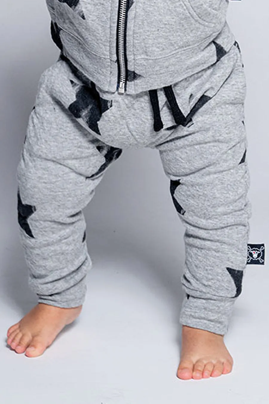 Nununu Faded Star Baggy Baby Pants - Heather Grey