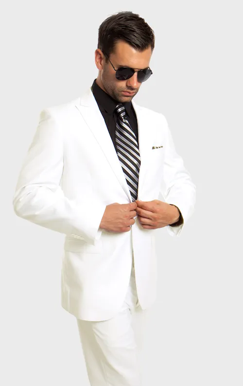 Off White  One Button Slim Fit Suit