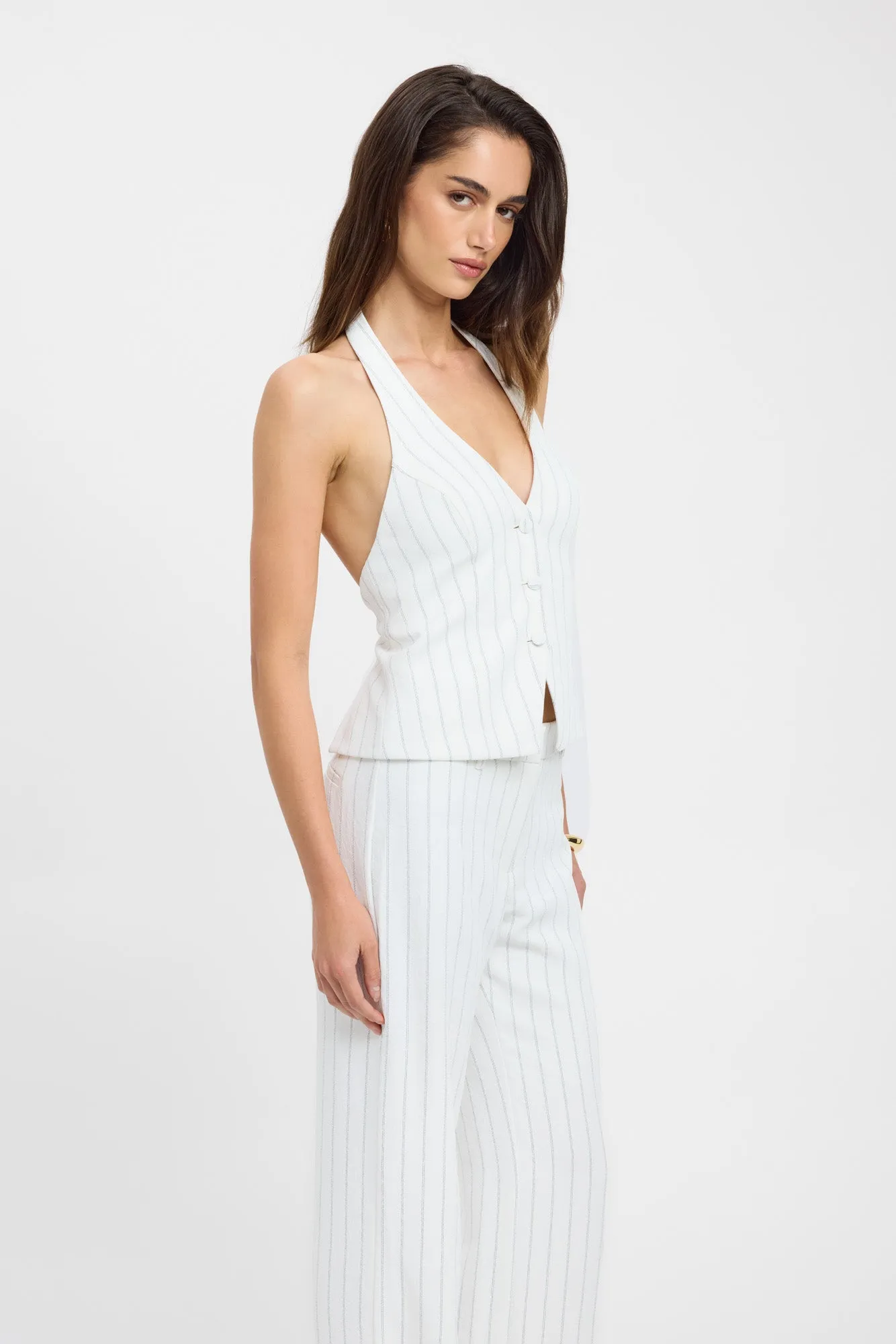 Oyster Pinstripe Vest