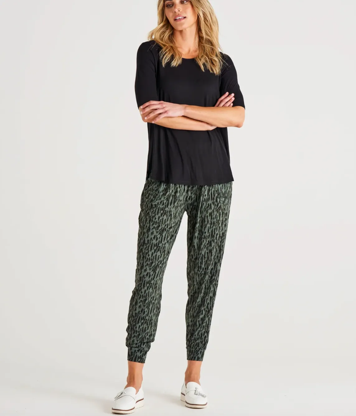 Paris Pant by Betty Basics - Khaki Spots