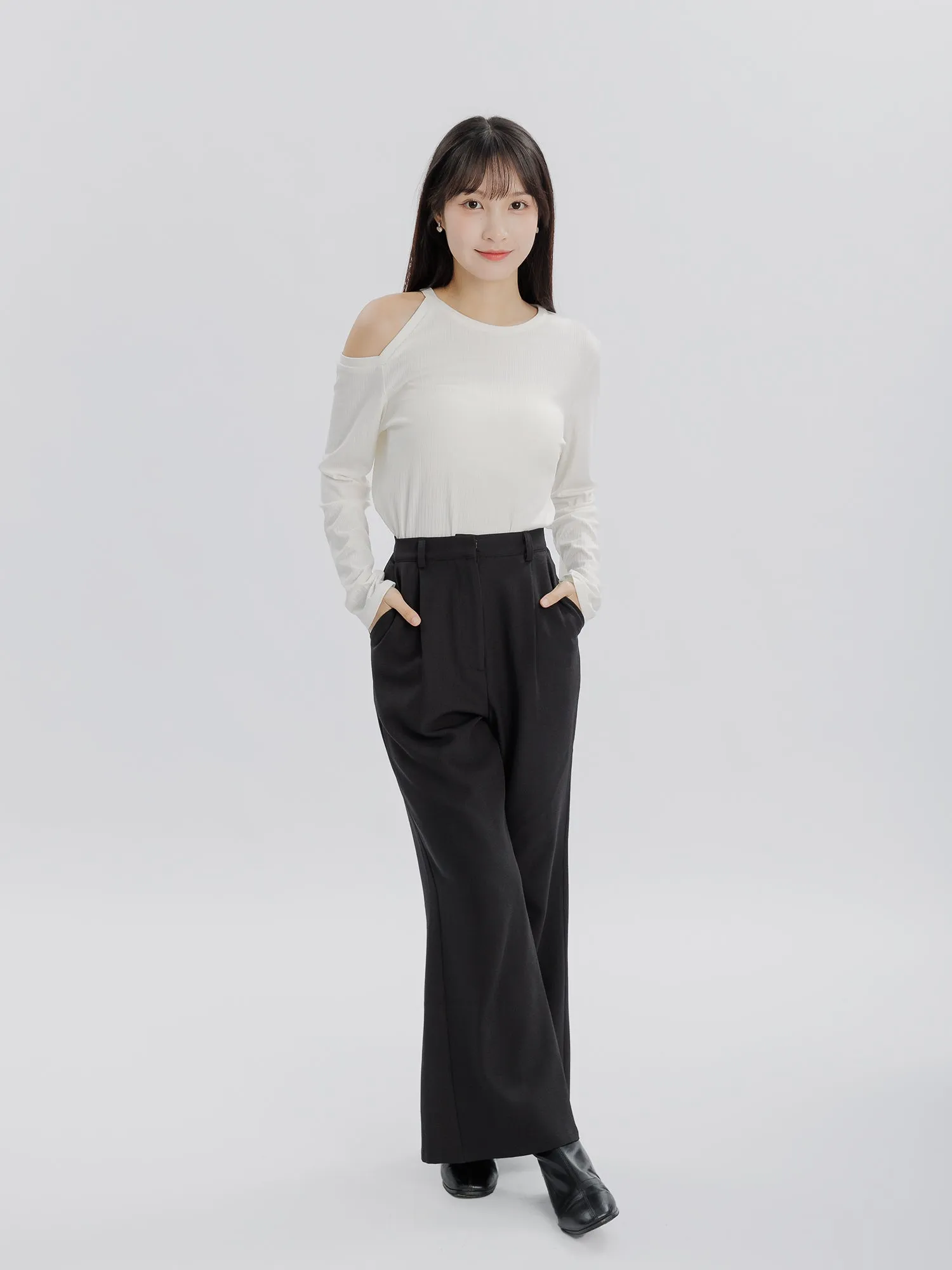 Petal Back Slit Bootcut Pants