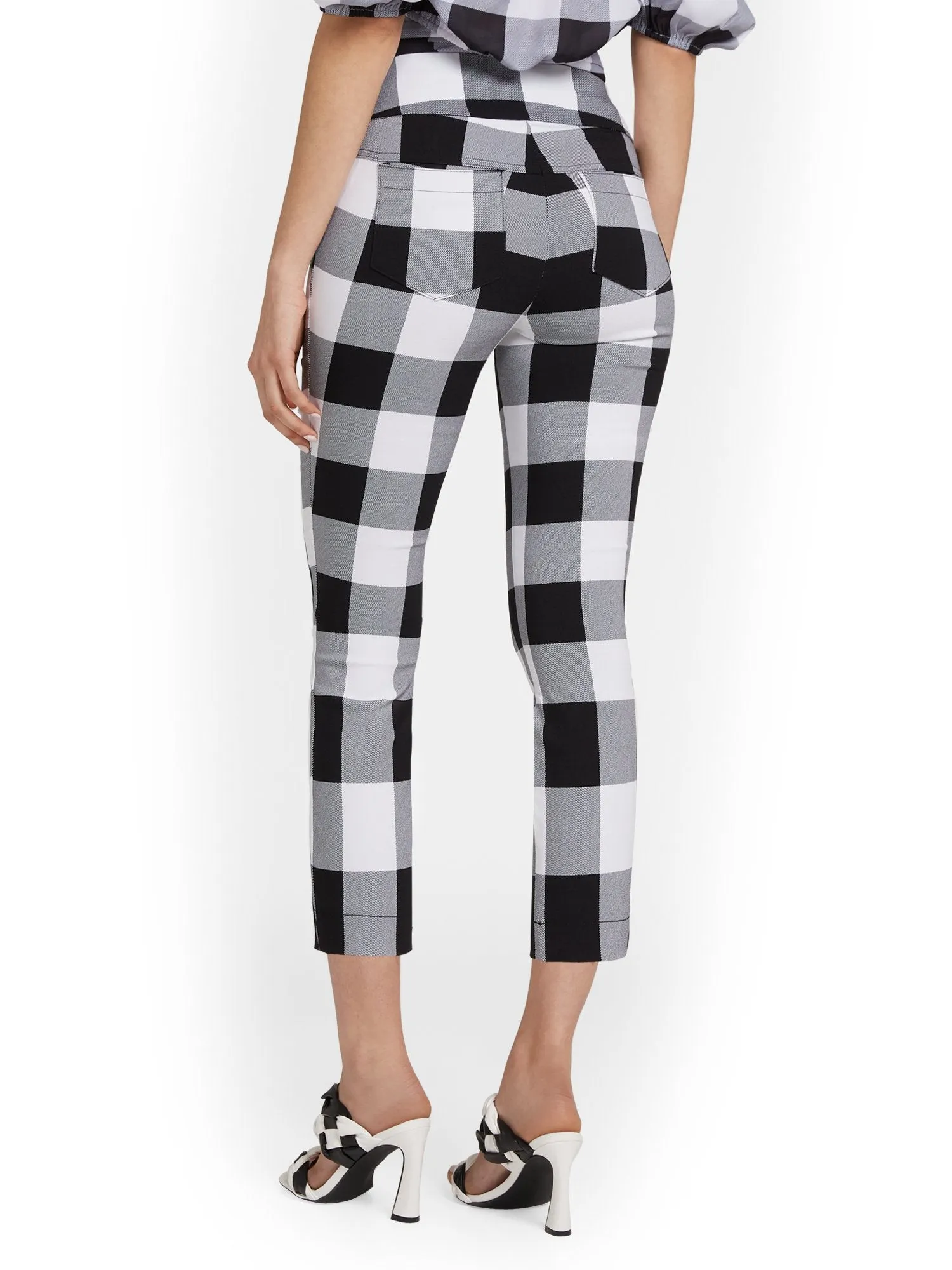 Petite Whitney High-Waisted Pull-On Slim-Leg Capri Pant - Plaid