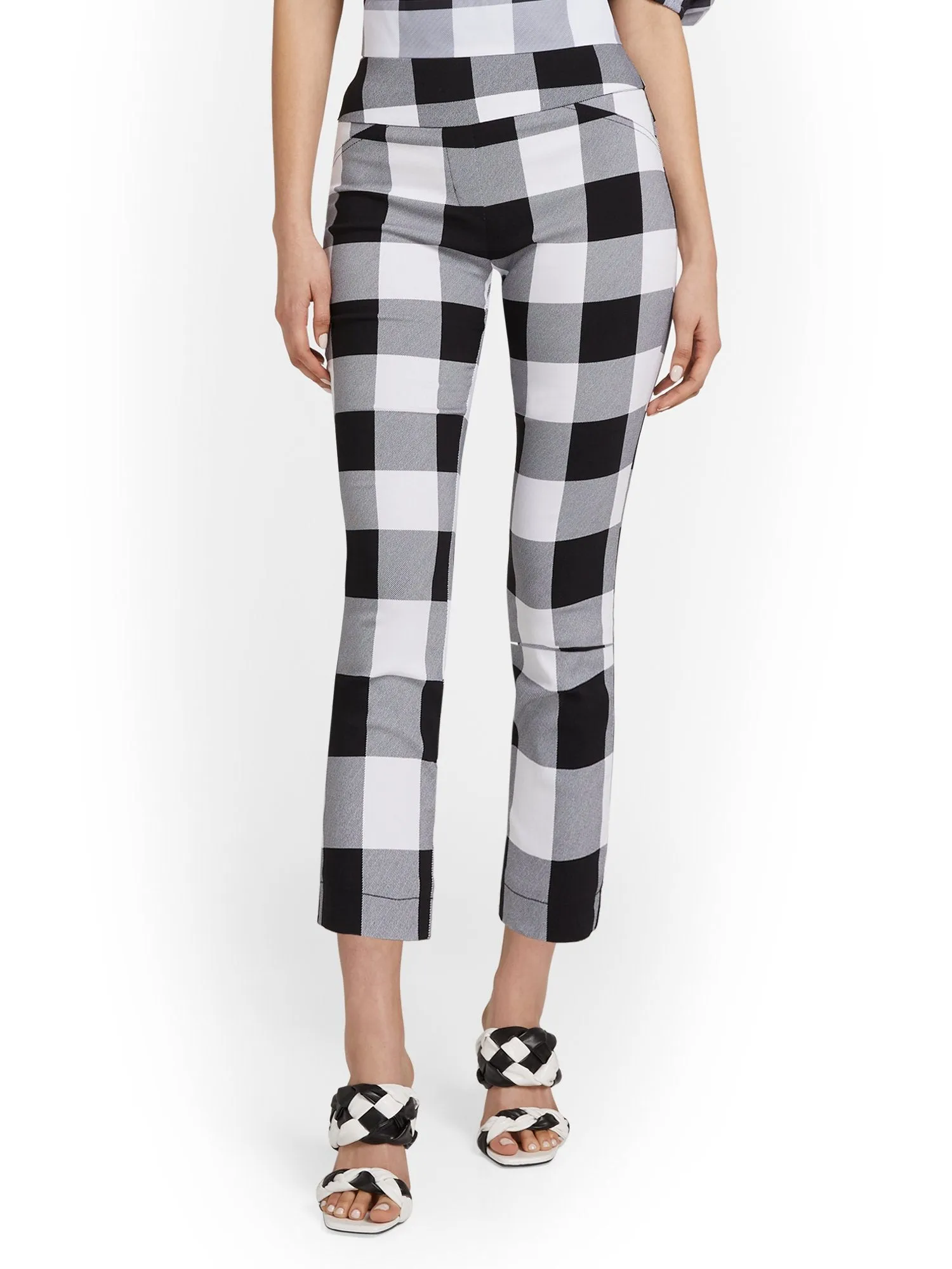 Petite Whitney High-Waisted Pull-On Slim-Leg Capri Pant - Plaid