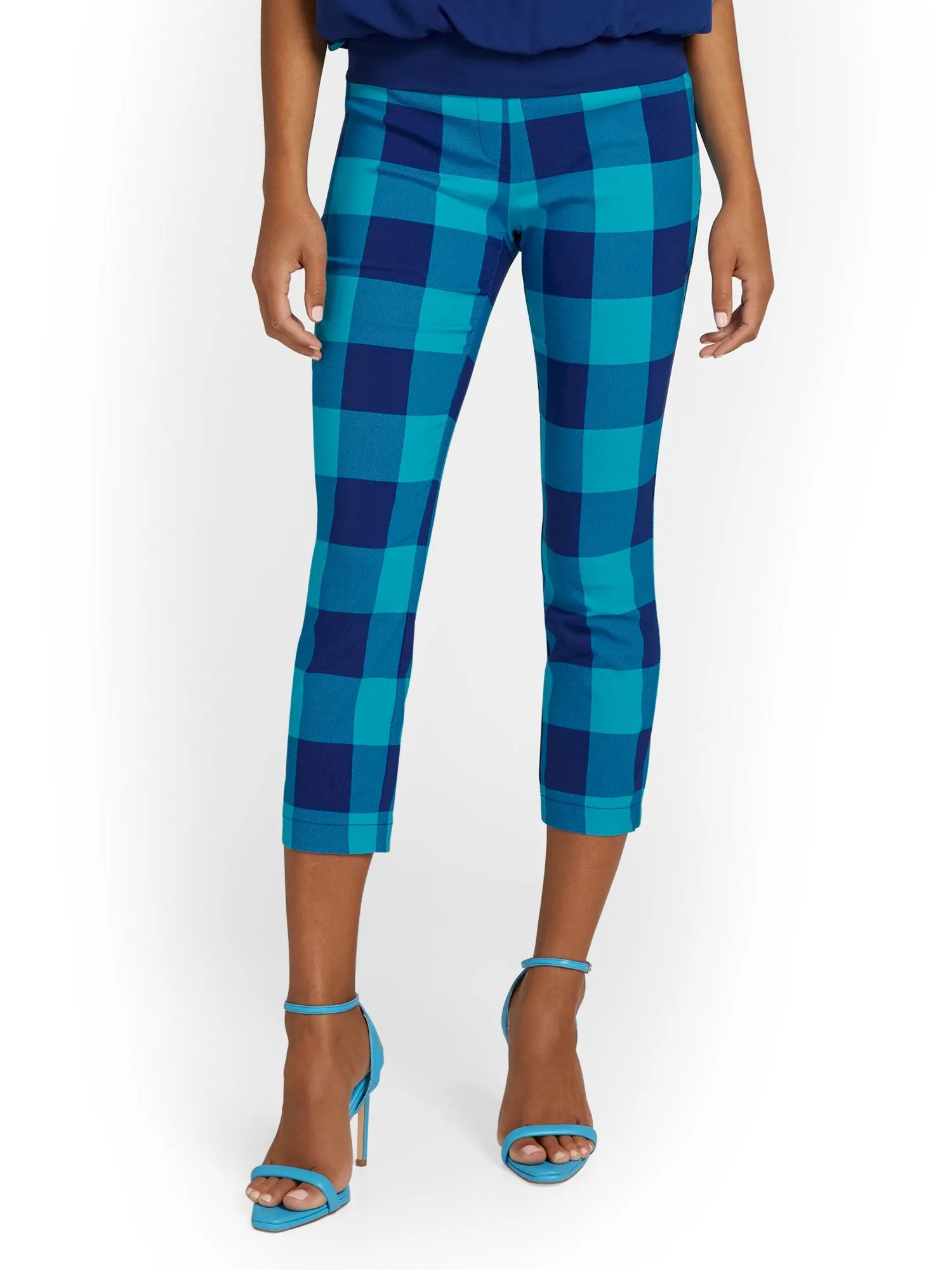 Petite Whitney High-Waisted Pull-On Slim-Leg Capri Pant - Plaid