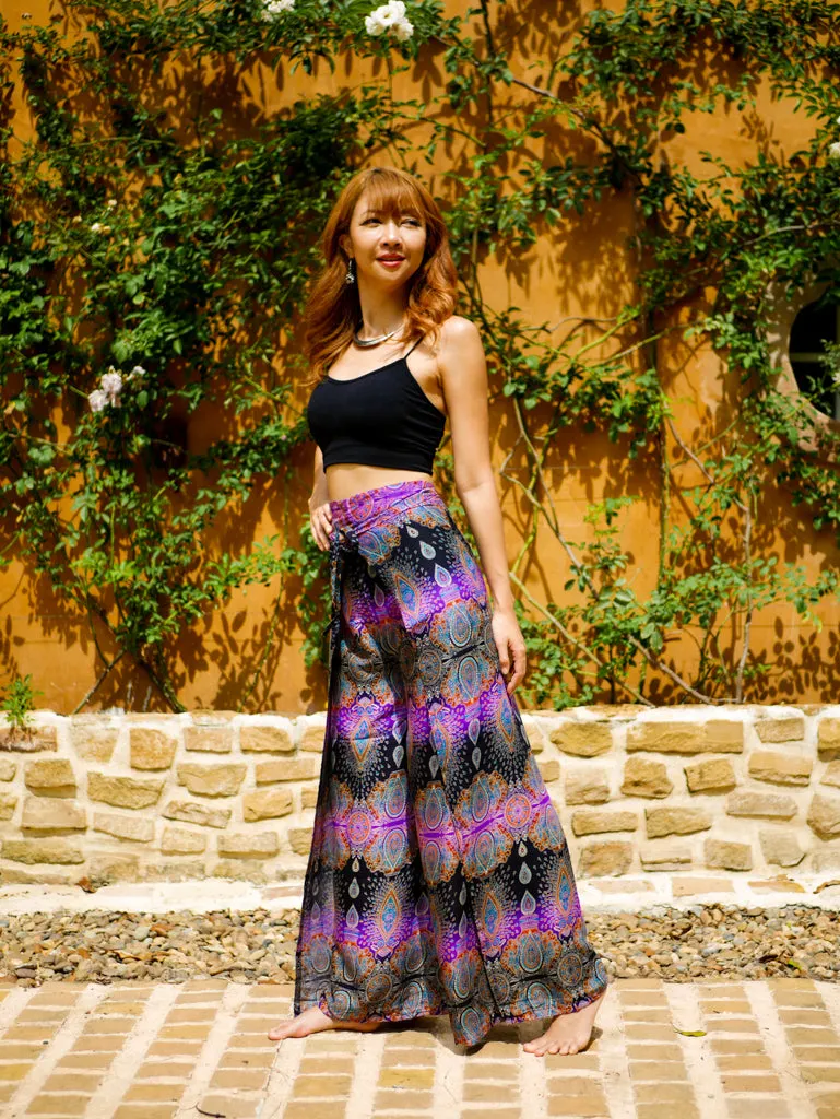 Purple Paisley Palazzo Wrap Pants