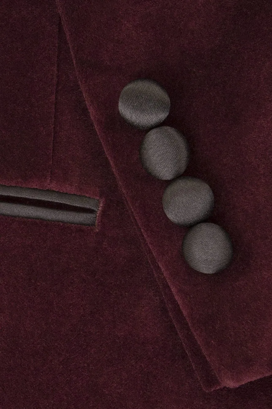 "Liam" Merlot Velvet Jacket (Separates)