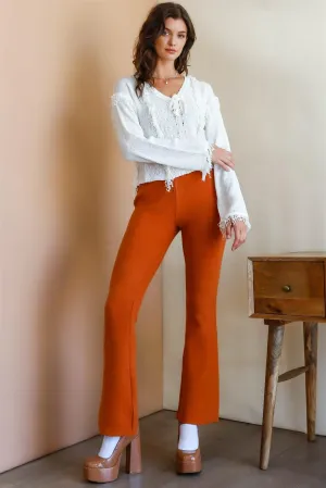 Rust Knit High Waist Flare Leg Pants /3-2-1