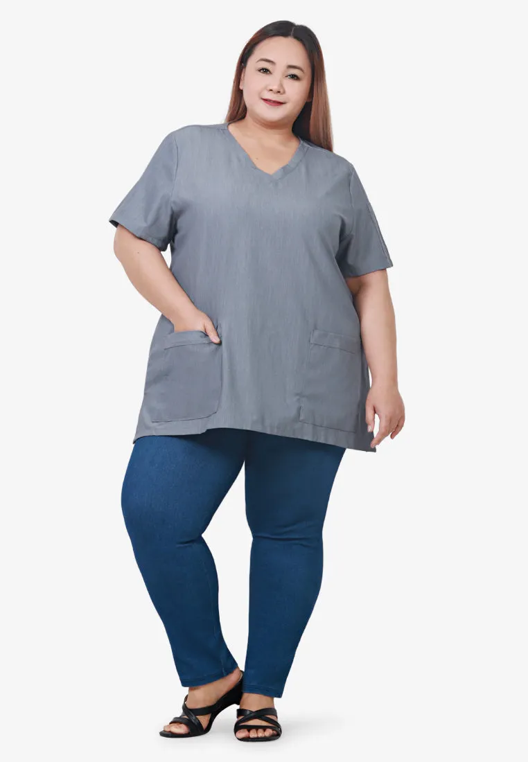 Scully Scrubs Short Sleeve Top - Light Grey