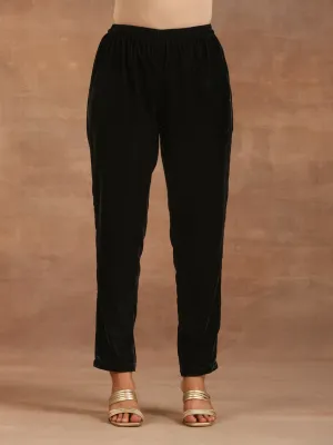 trueBrowns Black Velvet Pant