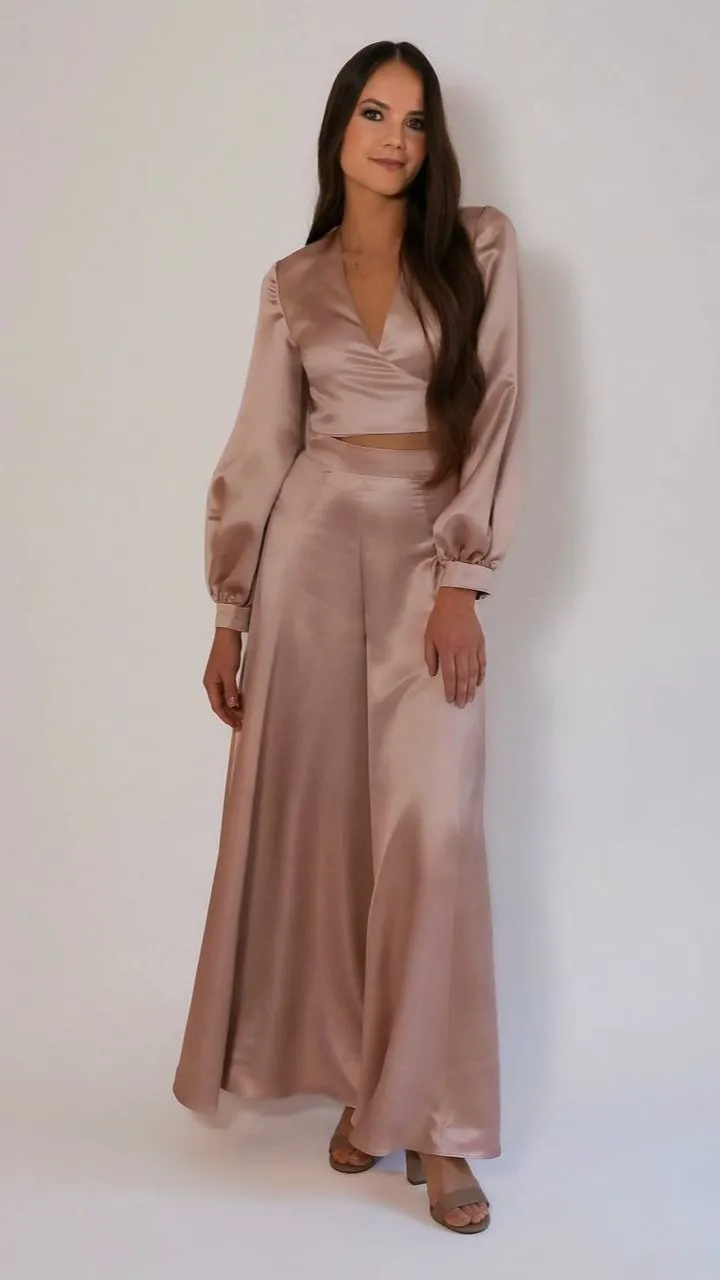 Valentina Wide-Leg Silk Pants