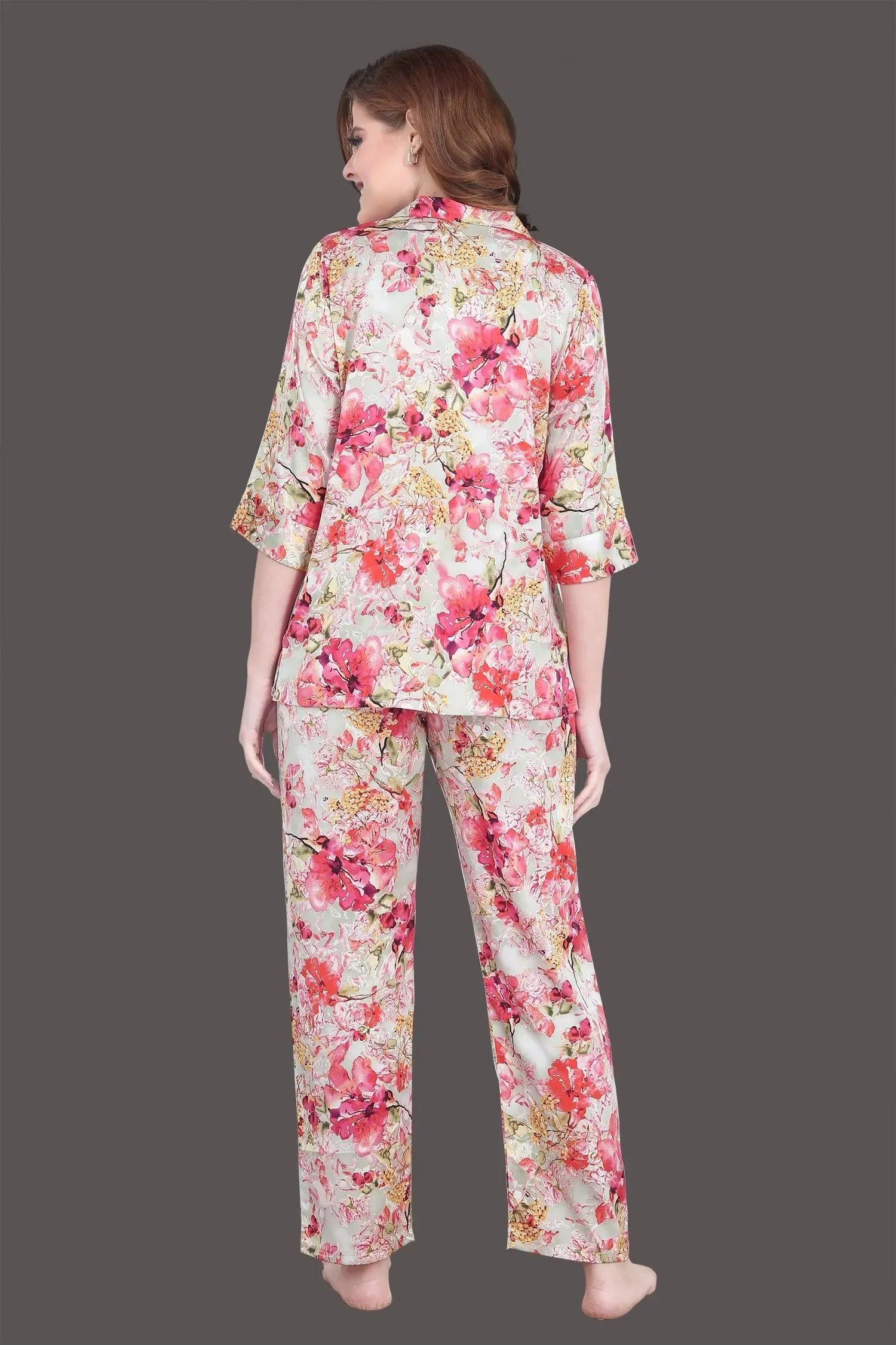 Velure Luxurious Floral Print Satin Night Suit