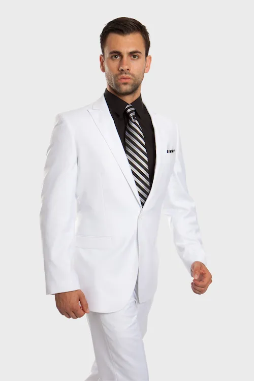 White One Button Slim Fit Suit