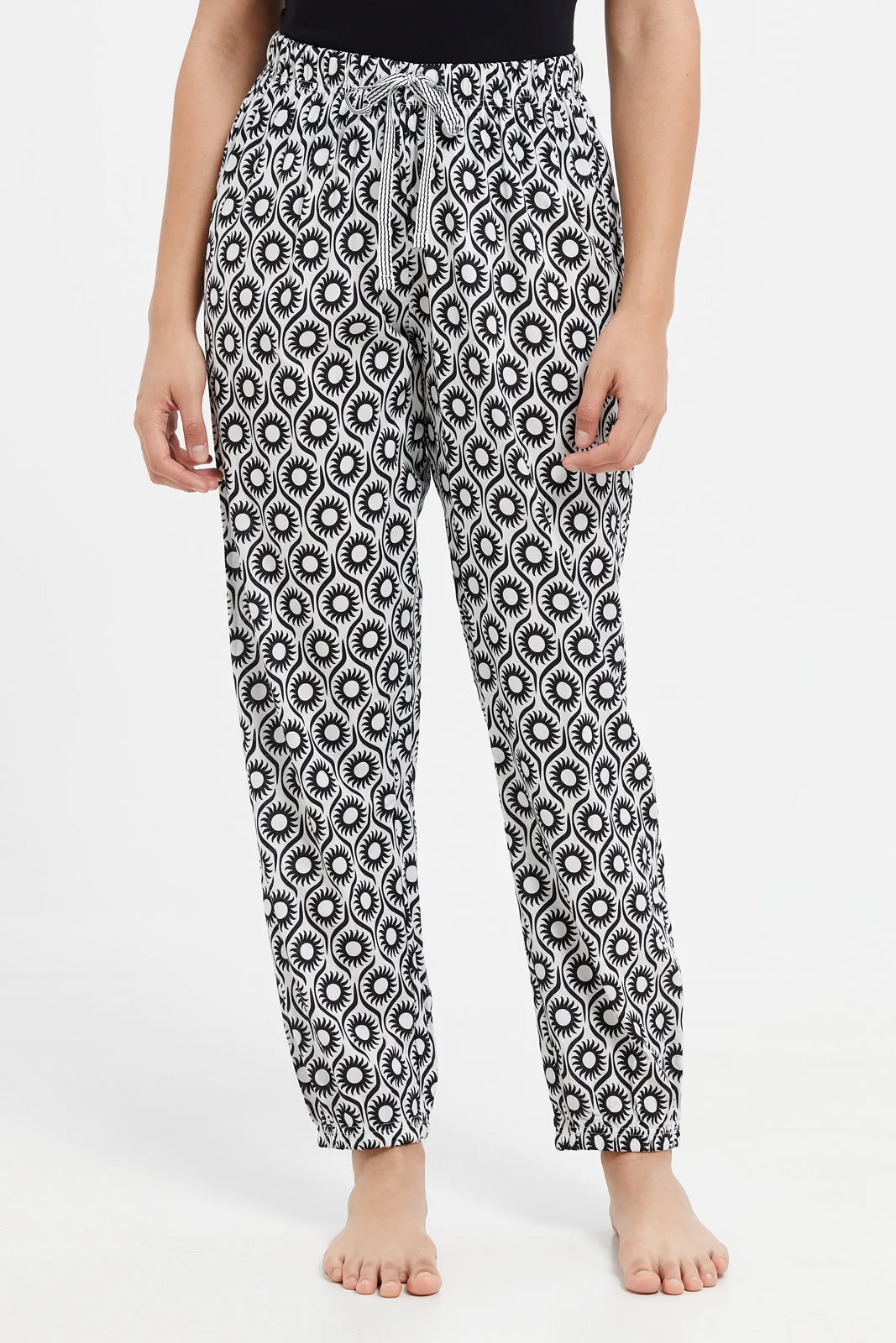 Women Ivory Printed Pajama Bottom