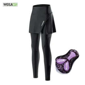 Women's Cycling Pants with skirt 3D Padded Breathable Reflective MTB Biking Tights Bicycle Long Leggings Sports Trousers